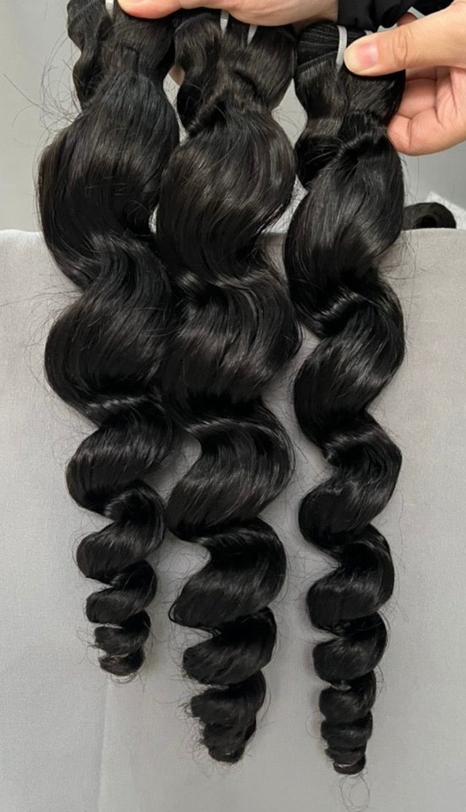 100% Human Hair Raw Bundles- 1B Natural Black